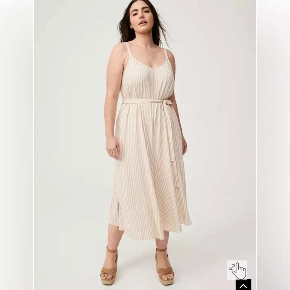 Torrid Beige Striped Jumpsuit NWT - Picture 2 of 9